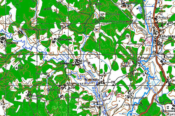 Уменьшенный фрагмент представленной топографической карты N-36-09 - Trasa.ru