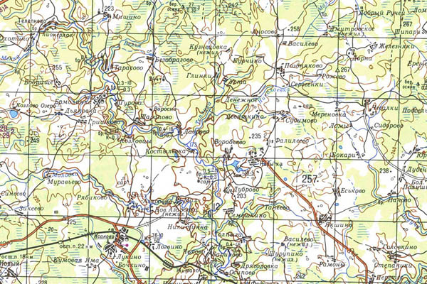 Уменьшенный фрагмент представленной топографической карты N-36-11 - Trasa.ru