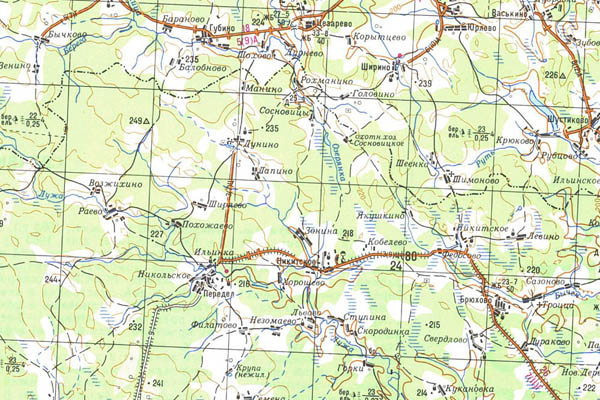 Уменьшенный фрагмент представленной топографической карты N-36-12 - Trasa.ru