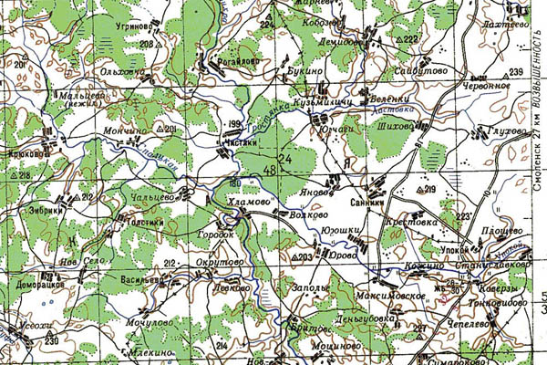 Уменьшенный фрагмент представленной топографической карты N-36-14 - Trasa.ru