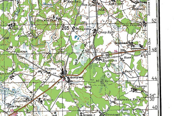 Уменьшенный фрагмент представленной топографической карты N-36-15 - Trasa.ru
