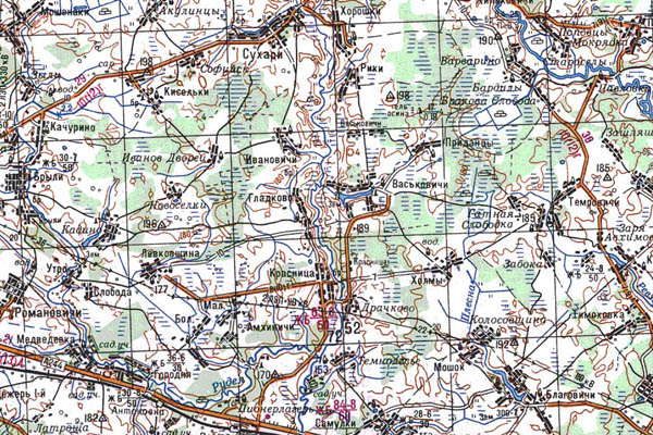 Уменьшенный фрагмент представленной топографической карты N-36-19 - Trasa.ru