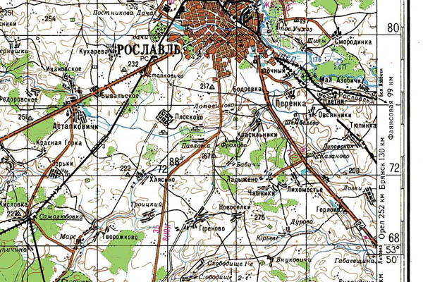 Уменьшенный фрагмент представленной топографической карты N-36-21 - Trasa.ru