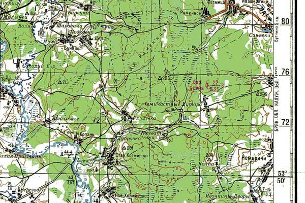 Уменьшенный фрагмент представленной топографической карты N-36-22 - Trasa.ru
