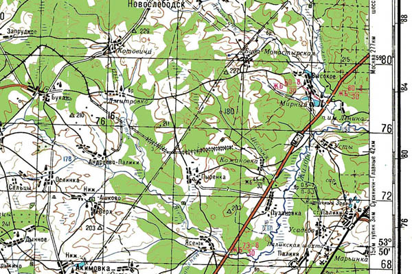 Уменьшенный фрагмент представленной топографической карты N-36-23 - Trasa.ru