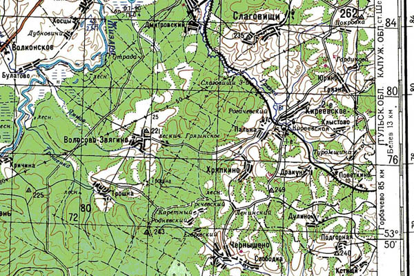 Уменьшенный фрагмент представленной топографической карты N-36-24 - Trasa.ru