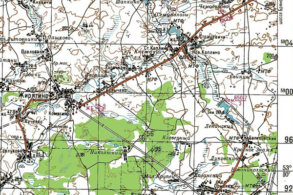 Уменьшенный фрагмент представленной топографической карты N-36-28 - Trasa.ru