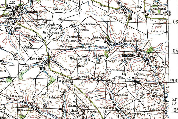 Уменьшенный фрагмент представленной топографической карты N-36-30 - Trasa.ru