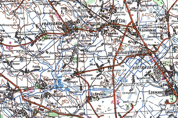 Уменьшенный фрагмент представленной топографической карты N-36-31 - Trasa.ru