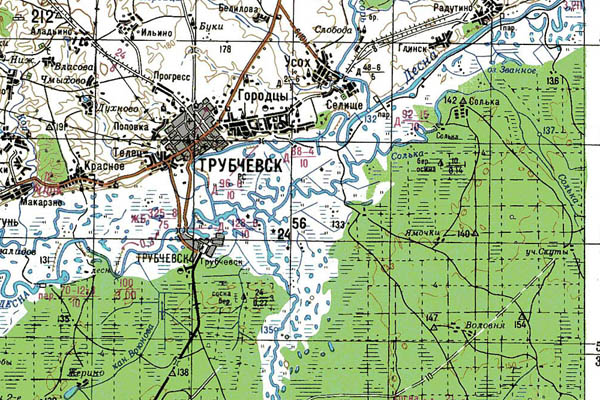 Уменьшенный фрагмент представленной топографической карты N-36-34 - Trasa.ru