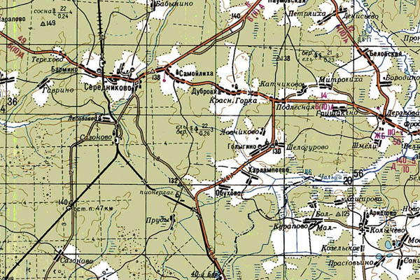 Уменьшенный фрагмент представленной топографической карты N-37-10 - Trasa.ru