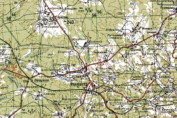 Уменьшенный фрагмент представленной топографической карты N-37-13 - Trasa.ru