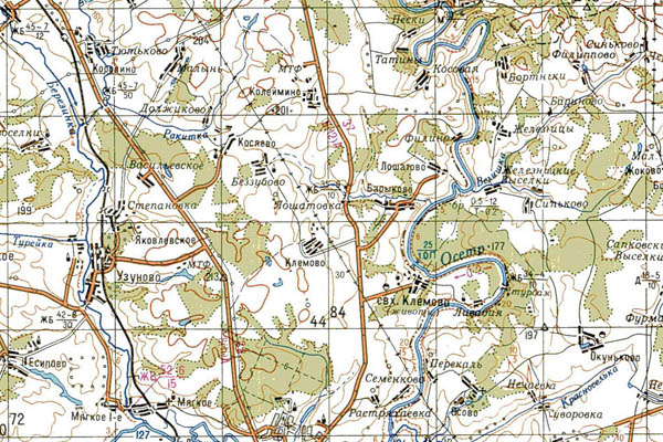 Уменьшенный фрагмент представленной топографической карты N-37-15 - Trasa.ru