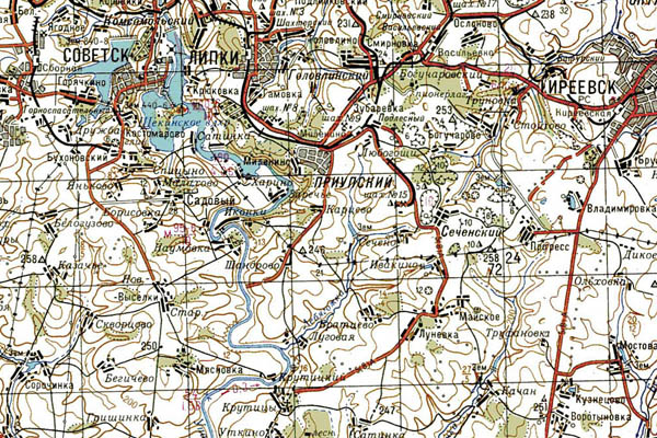 Уменьшенный фрагмент представленной топографической карты N-37-20 - Trasa.ru