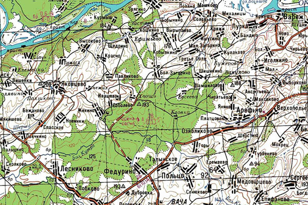 Уменьшенный фрагмент представленной топографической карты N-38-01 - Trasa.ru