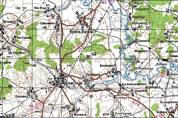 Уменьшенный фрагмент представленной топографической карты N-38-04 - Trasa.ru
