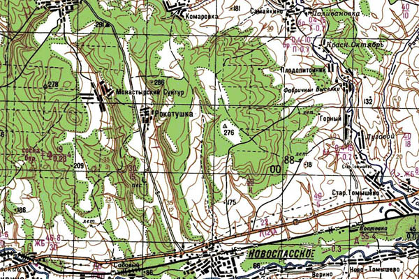 Уменьшенный фрагмент представленной топографической карты N-38-30 - Trasa.ru