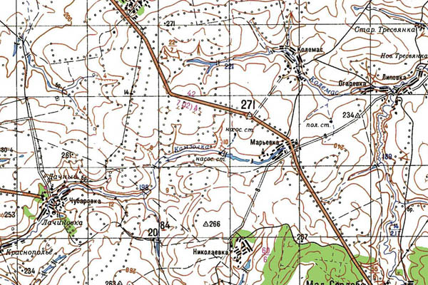 Уменьшенный фрагмент представленной топографической карты N-38-33 - Trasa.ru