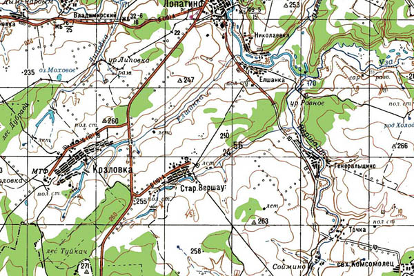 Уменьшенный фрагмент представленной топографической карты N-38-34 - Trasa.ru