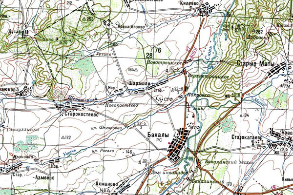 Уменьшенный фрагмент представленной топографической карты N-39-12 - Trasa.ru