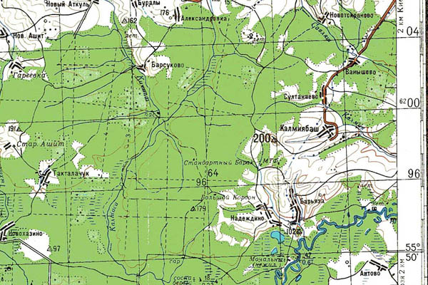 Уменьшенный фрагмент представленной топографической карты N-40-01 - Trasa.ru