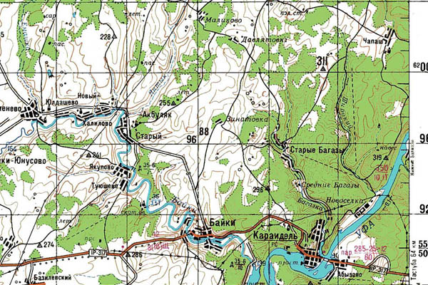 Уменьшенный фрагмент представленной топографической карты N-40-03 - Trasa.ru