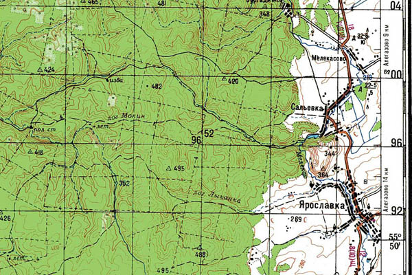 Уменьшенный фрагмент представленной топографической карты N-40-04 - Trasa.ru