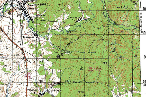 Уменьшенный фрагмент представленной топографической карты N-40-05 - Trasa.ru