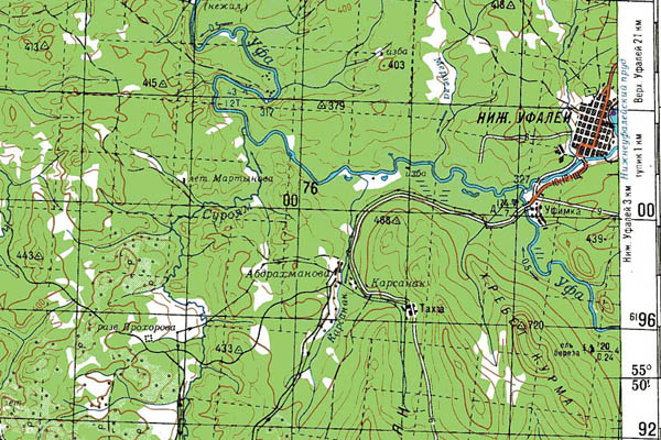 Уменьшенный фрагмент представленной топографической карты N-40-06 - Trasa.ru