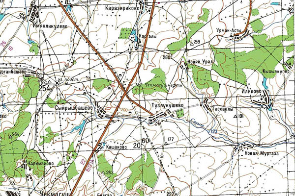 Уменьшенный фрагмент представленной топографической карты N-40-07 - Trasa.ru