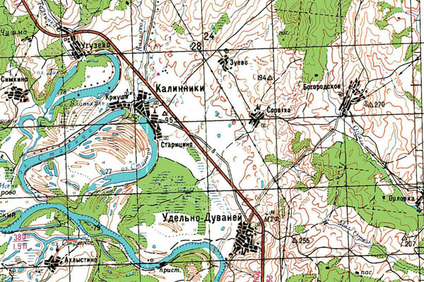 Уменьшенный фрагмент представленной топографической карты N-40-08 - Trasa.ru