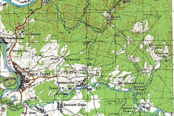 Уменьшенный фрагмент представленной топографической карты N-40-09 - Trasa.ru