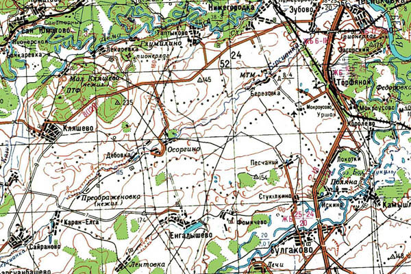 Уменьшенный фрагмент представленной топографической карты N-40-14 - Trasa.ru