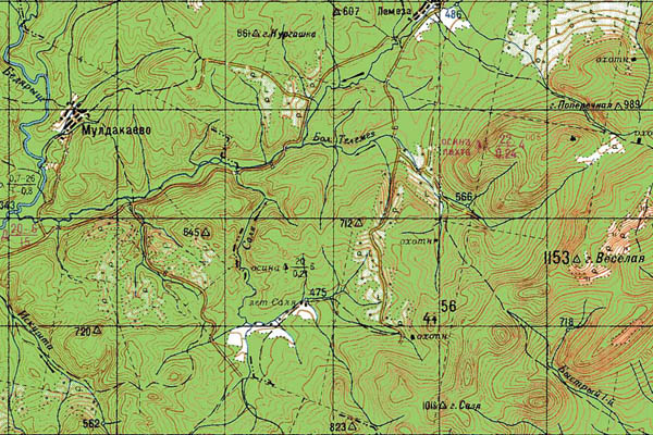 Уменьшенный фрагмент представленной топографической карты N-40-16 - Trasa.ru