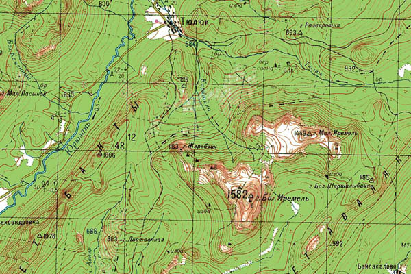 Уменьшенный фрагмент представленной топографической карты N-40-17 - Trasa.ru
