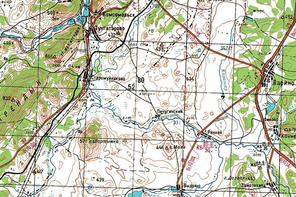 Уменьшенный фрагмент представленной топографической карты N-40-18 - Trasa.ru