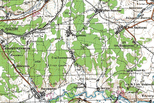 Уменьшенный фрагмент представленной топографической карты N-40-19 - Trasa.ru