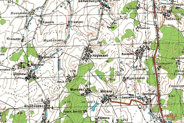 Уменьшенный фрагмент представленной топографической карты N-40-20 - Trasa.ru