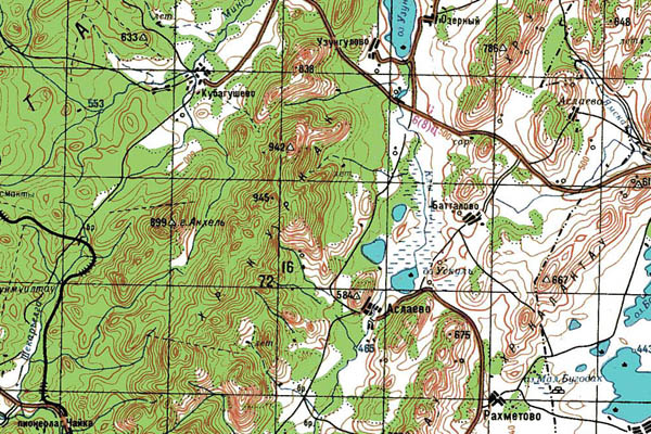 Уменьшенный фрагмент представленной топографической карты N-40-23 - Trasa.ru