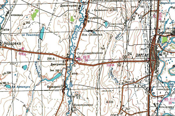 Уменьшенный фрагмент представленной топографической карты N-40-26 - Trasa.ru