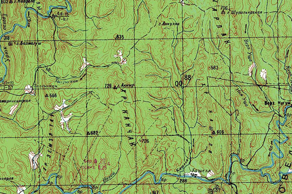 Уменьшенный фрагмент представленной топографической карты N-40-27 - Trasa.ru