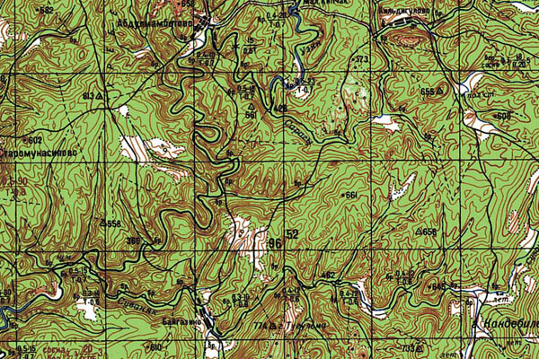 Уменьшенный фрагмент представленной топографической карты N-40-28 - Trasa.ru