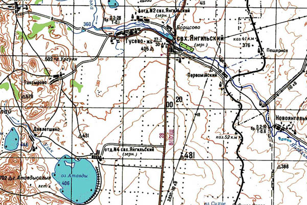 Уменьшенный фрагмент представленной топографической карты N-40-29 - Trasa.ru