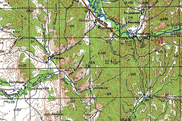 Уменьшенный фрагмент представленной топографической карты N-40-33 - Trasa.ru
