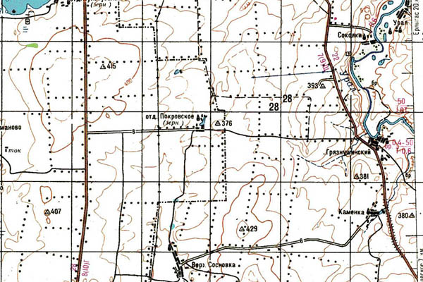 Уменьшенный фрагмент представленной топографической карты N-40-35 - Trasa.ru