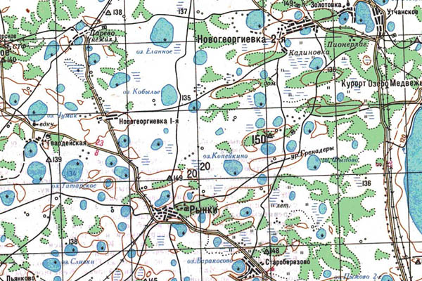 Уменьшенный фрагмент представленной топографической карты N-42-08 - Trasa.ru