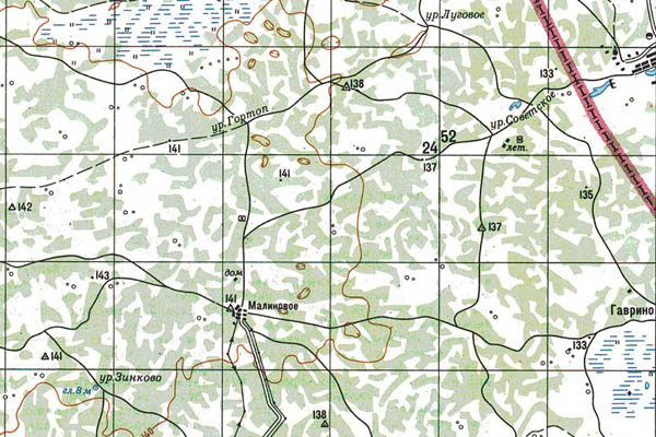 Уменьшенный фрагмент представленной топографической карты N-42-10 - Trasa.ru