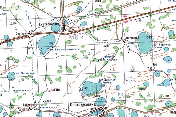 Уменьшенный фрагмент представленной топографической карты N-42-13 - Trasa.ru