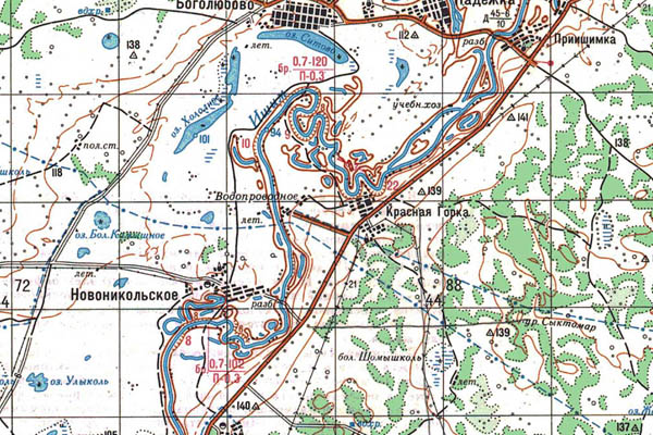 Уменьшенный фрагмент представленной топографической карты N-42-15 - Trasa.ru