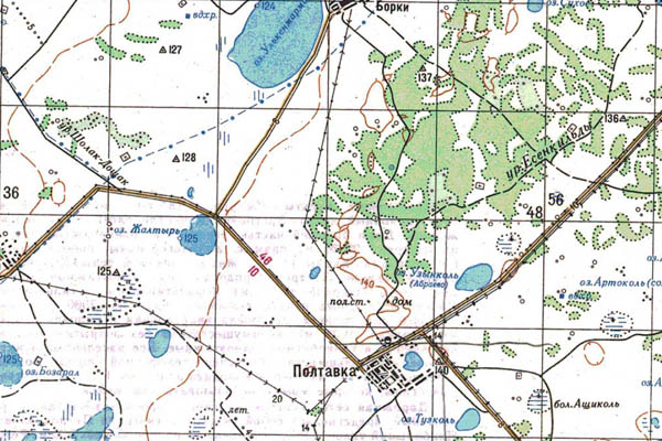 Уменьшенный фрагмент представленной топографической карты N-42-16 - Trasa.ru